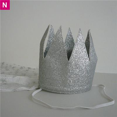 Couronne pailletée argent et tulle étoilé