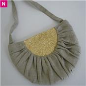 Sac lune lichen et paillettes or PM
