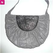 Sac lune coton glacé gris et paillettes (3 couleurs) PM