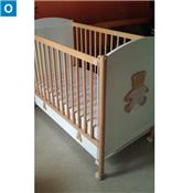 Lit bébé bois et blanc avec tiroir