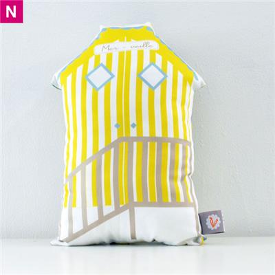 Coussin Maison de plage jaune