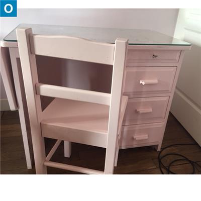 Bureau petit Minsitre et chaise rose