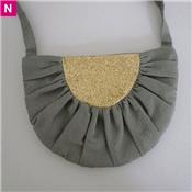 Sac lune kaki et paillettes or PM