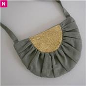 Sac lune kaki et paillettes or PM