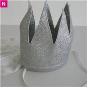 Couronne pailletée argent et tulle étoilé