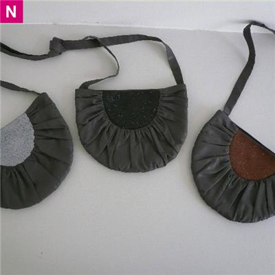 Sac lune coton glacé gris et paillettes (3 couleurs) PM