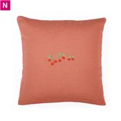 Coussin carr brod de cerises