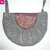 Sac lune coton glacé gris et paillettes (3 couleurs) PM
