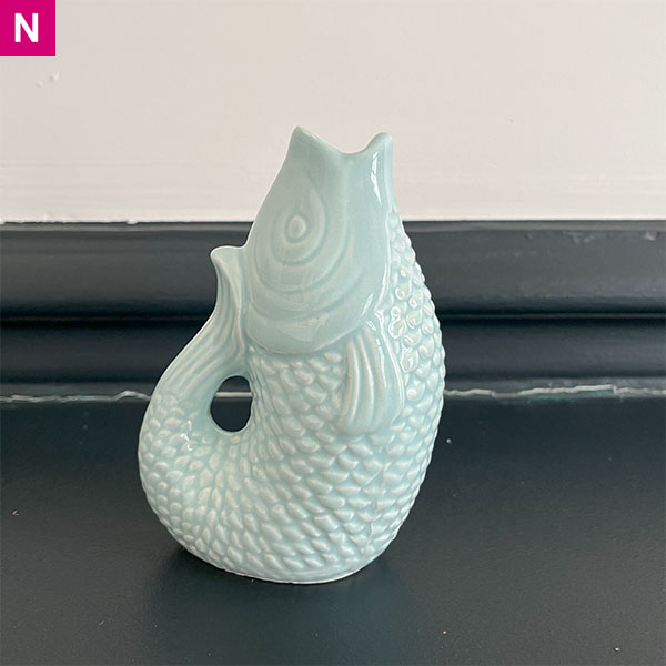 Petit vase poisson bleu givré