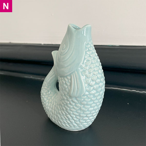 Petit vase poisson bleu givré